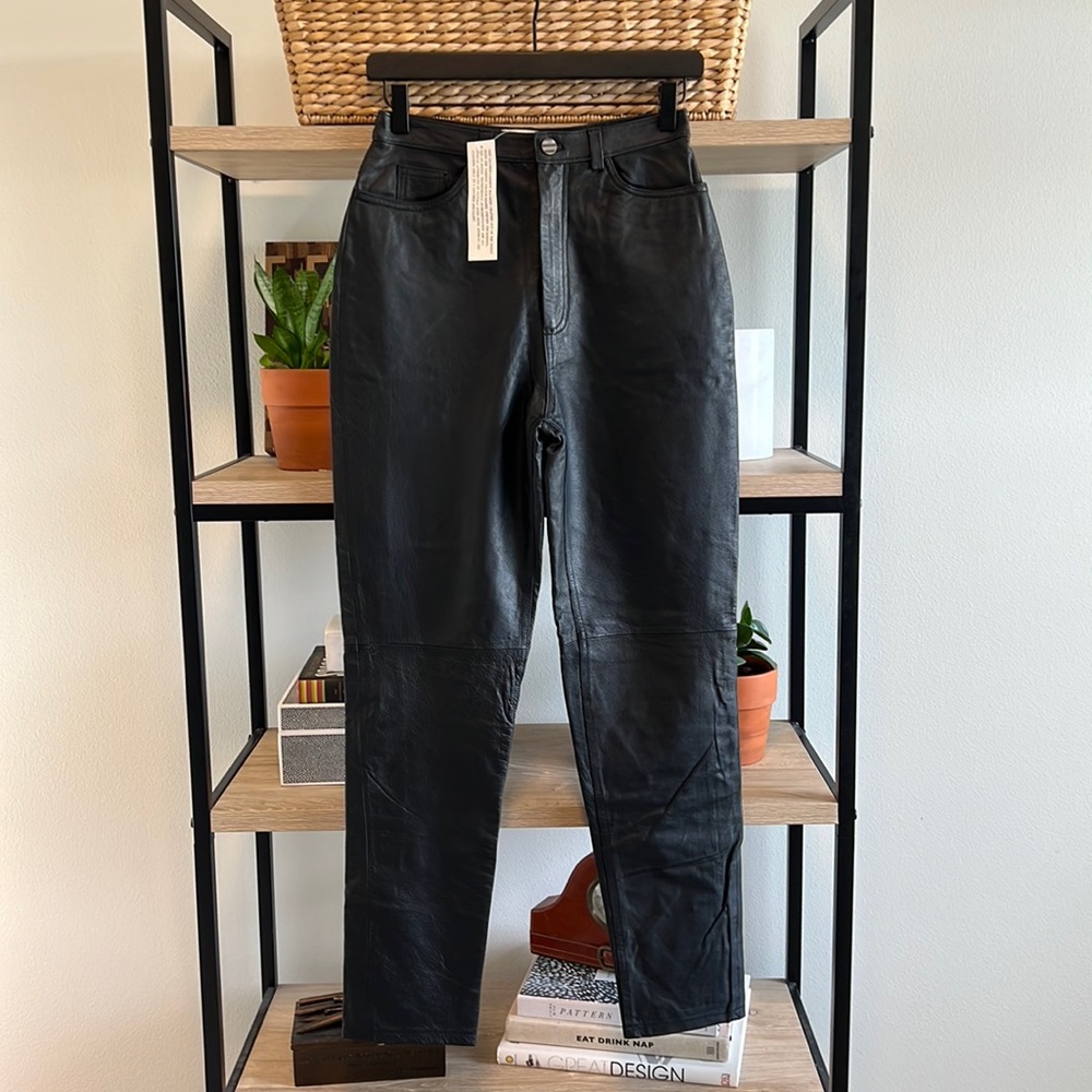 NWT Bagatelle High-Rise Leather Pants, 4